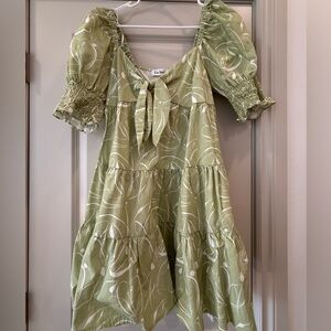 En Saison Green and White Mini Dress